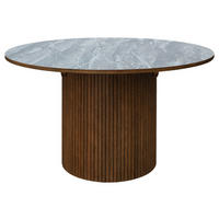 MATBORD 130-180/130/75 cm imitation, delar i massivt trä  trä finns i olika trädekorer rund ljusgrå, mörkbrun  - ljusgrå/mörkbrun, Modern, trä (130-180/130/75cm) - Niels Andersson