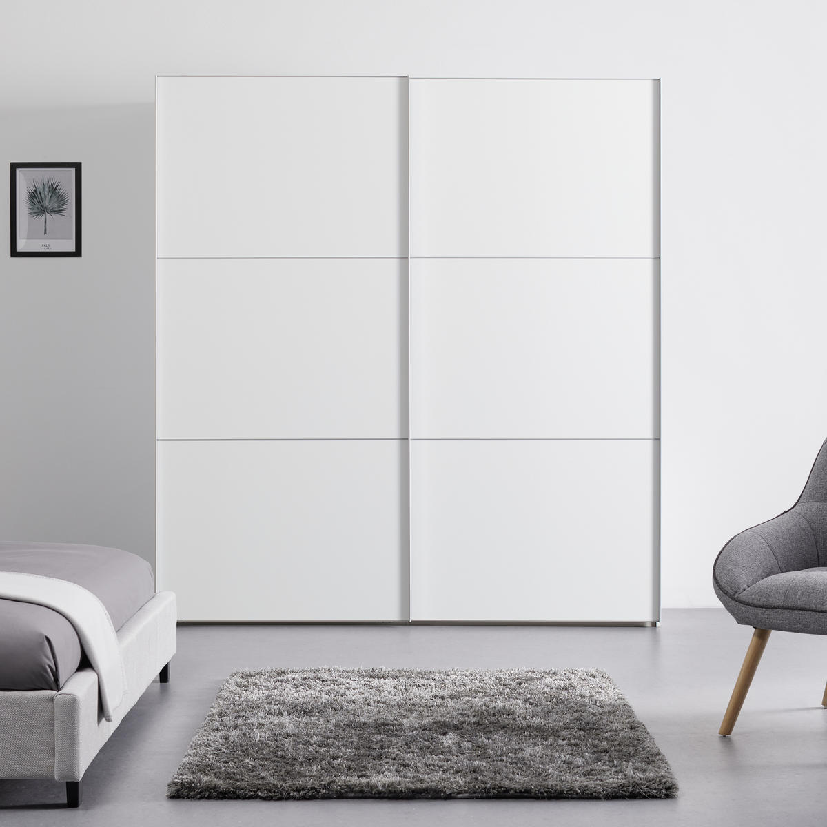 SCHWEBETÜRENSCHRANK in Weiss  - Weiss/Alufarben, Modern (200/222/68cm) - MID.YOU