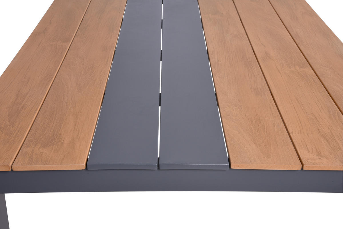GARTENTISCH 200/100/75 cm Metall, Kunststoff  - Anthrazit/Braun, Basics, Kunststoff/Metall (200/100/75cm) - Gardenson