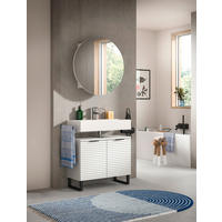 BADEZIMMER 2-teilig  in 70 cm  - Schwarz/Weiß, MODERN, Holzwerkstoff/Metall (70cm) - MID.YOU