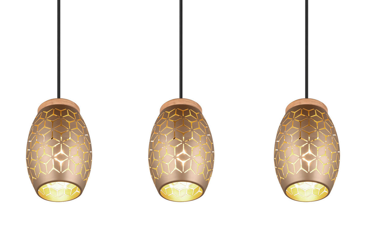 PENDELLEUCHTE 71/15/150 cm  - Goldfarben/Braun, KONVENTIONELL, Holz/Metall (71/15/150cm)