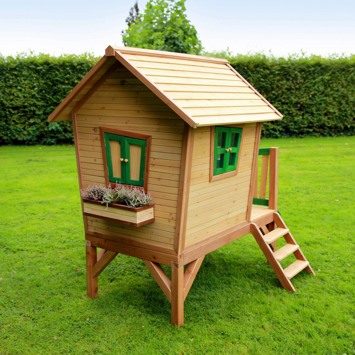 SPIELHAUS 264/203/177 cm  - Braun/Weiß, KONVENTIONELL, Holz/Kunststoff (264/203/177cm) - Ambia Garden