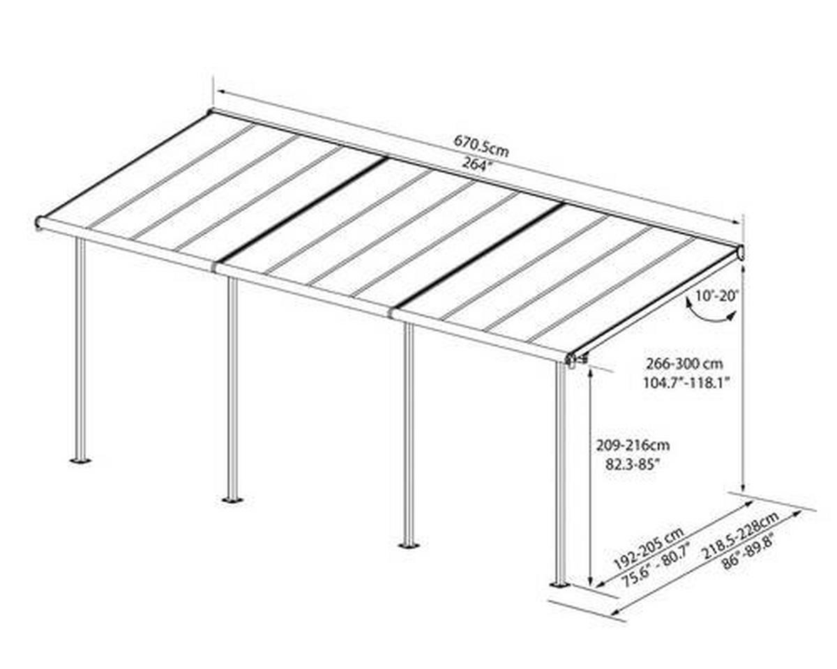 TERRASSENÜBERDACHUNG 670/257/230 cm   - Grau, Basics, Metall (670/257/230cm)