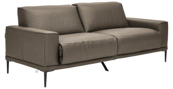 2,5-SITZER in Leder Taupe - Taupe/Schwarz, Design, Leder/Metall (200/102/92cm) - Johann Jakob