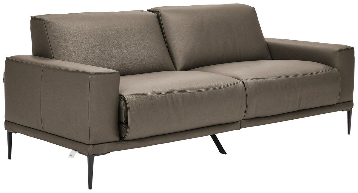 2,5-SITZER in Leder Taupe  - Taupe/Schwarz, Design, Leder/Metall (200/102/92cm) - Johann Jakob