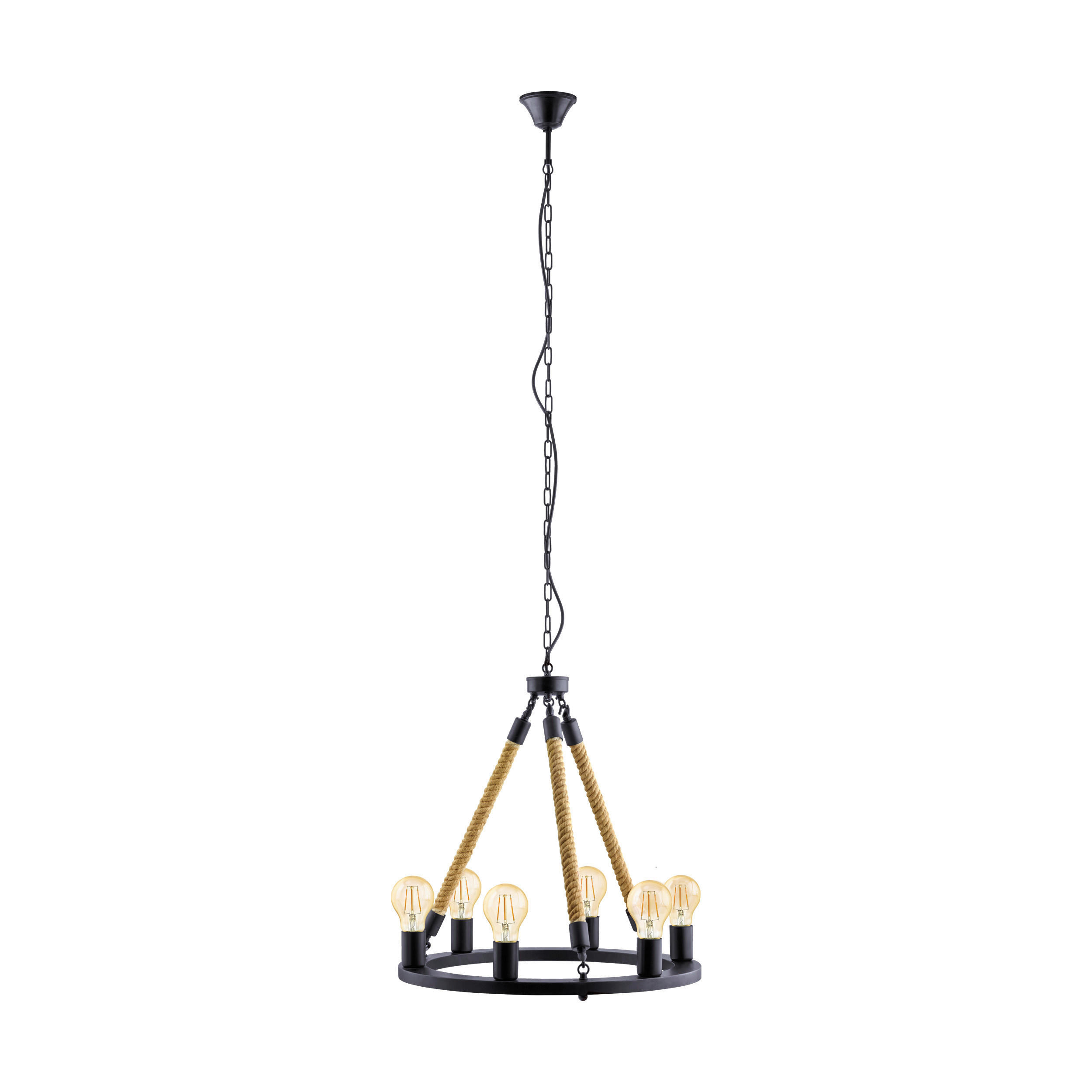 HÄNGELEUCHTE 56/150 cm  - Schwarz, Natur, Metall (56/150cm) - Eglo