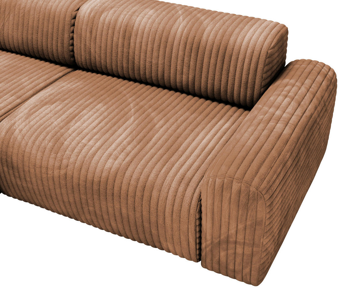 ECKSOFA in Cord Hellbraun  - Hellbraun/Schwarz, Design, Kunststoff/Textil (178/292cm) - Livetastic