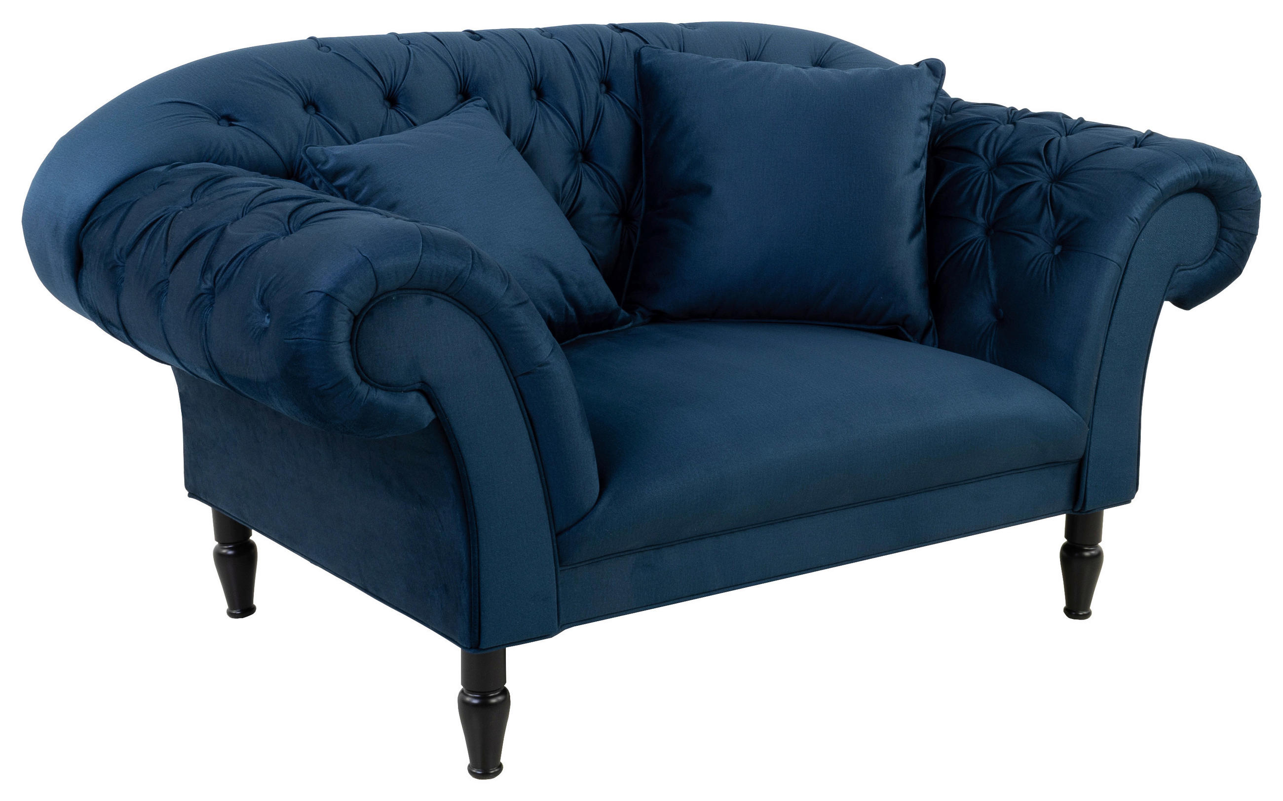 XXL-SESSEL Velours Dunkelblau    - Schwarz/Dunkelblau, Design, Holz/Textil (180/94/103cm) - MID.YOU