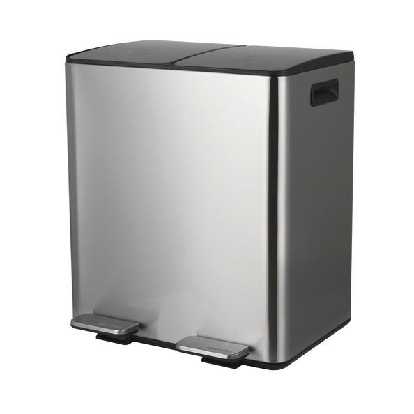 TRETEIMER 40 L  - Silberfarben/Schwarz, Basics, Kunststoff/Metall (45/30/51cm) - Spirella