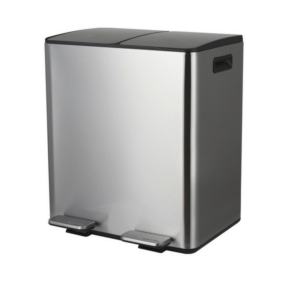 TRETEIMER 40 l  Metall  - Silberfarben/Schwarz, Basics, Kunststoff/Metall (45/30/51cm) - Spirella