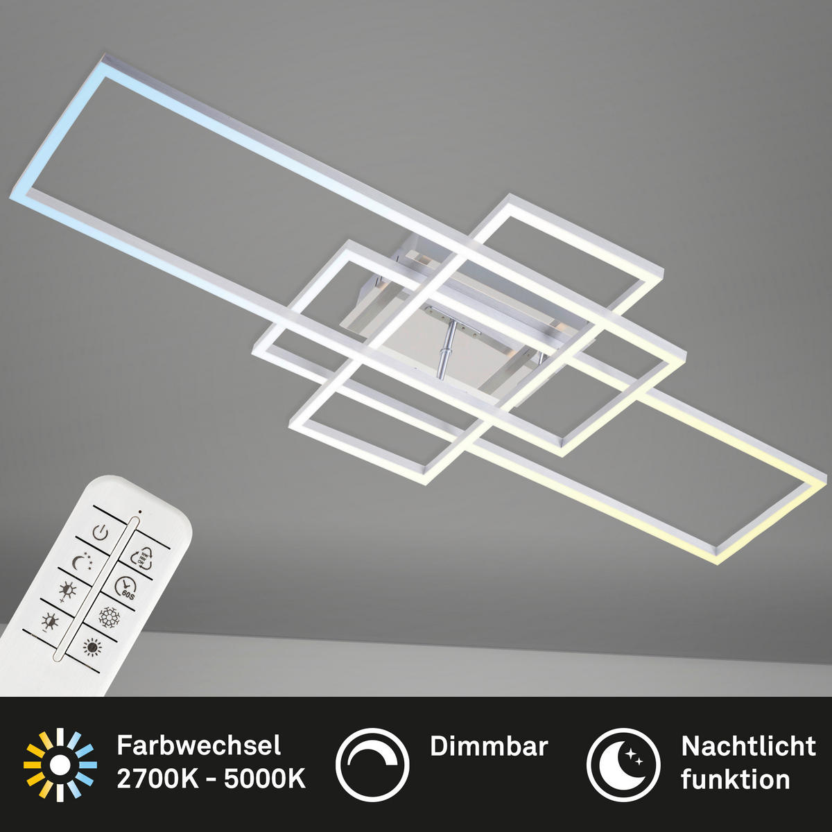 LED-DECKENLEUCHTE 104/42/10 cm   - Chromfarben, Design, Kunststoff/Metall (104/42/10cm)