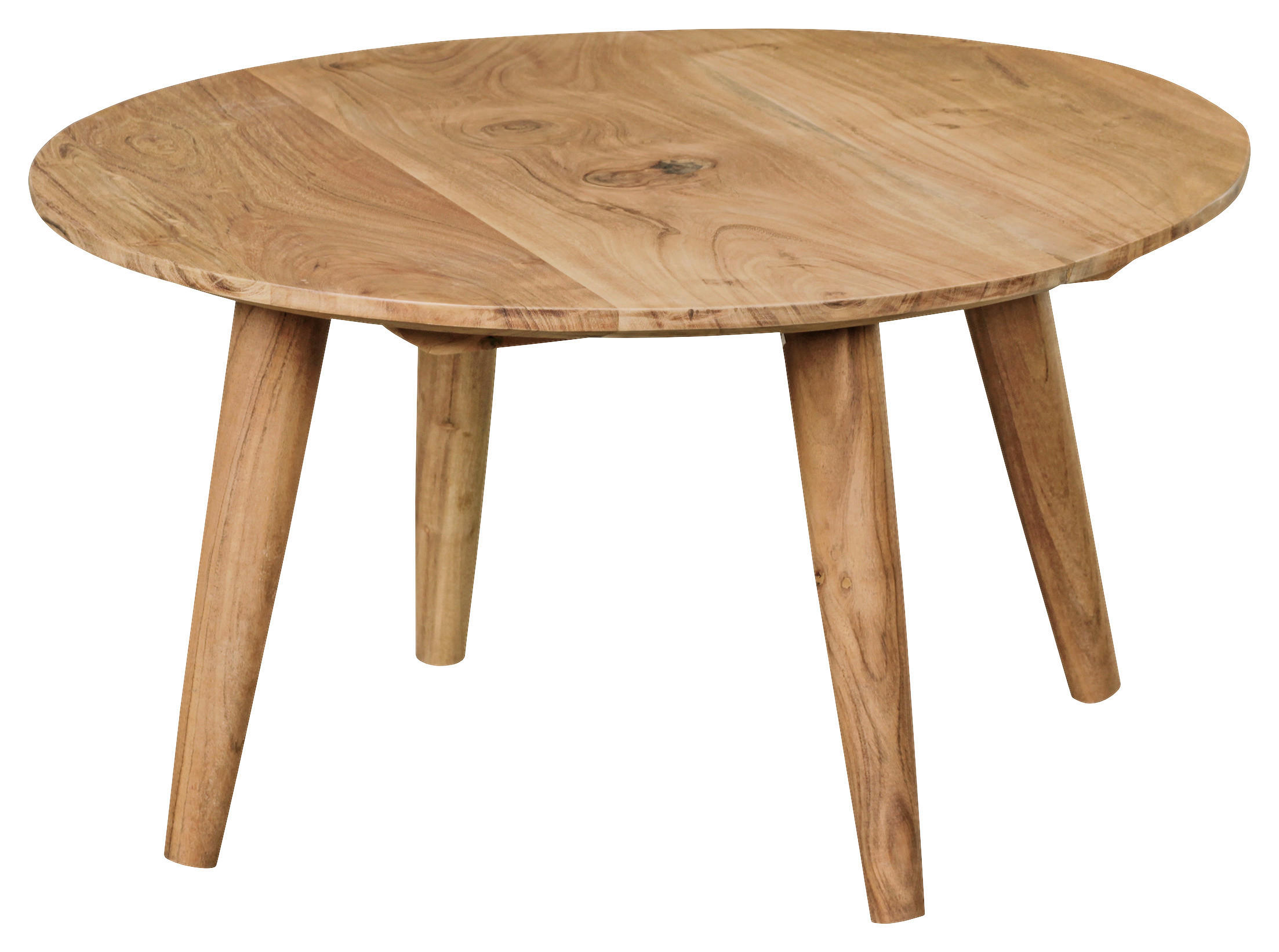 Massiver Couchtisch Rund Mit Ablage Boha, Akazie Ø75cm