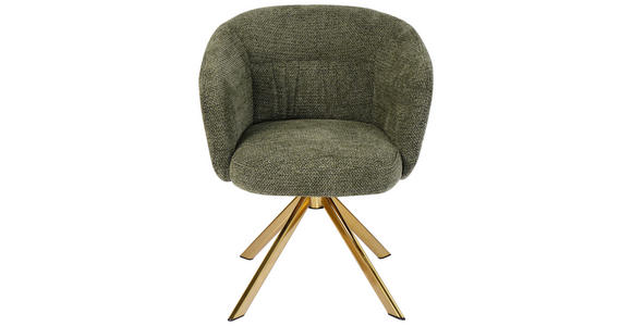 ARMLEHNSTUHL  Sitzfläche 360° drehbar Mikrofaser  Grün, Goldfarben  - Goldfarben/Grün, Design, Textil/Metall (65.5/82/61.5cm) - Hom`in