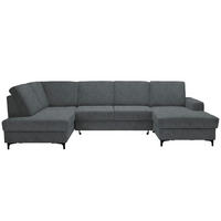 WOHNLANDSCHAFT in Webstoff Dunkelgrau  - Dunkelgrau/Schwarz, Konventionell, Textil/Metall (185/317/167cm) - Stylife