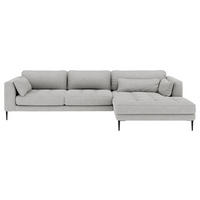 ECKSOFA in Struktur Grau  - Schwarz/Grau, Design, Textil/Metall (275/168cm) - Trendmanufaktur