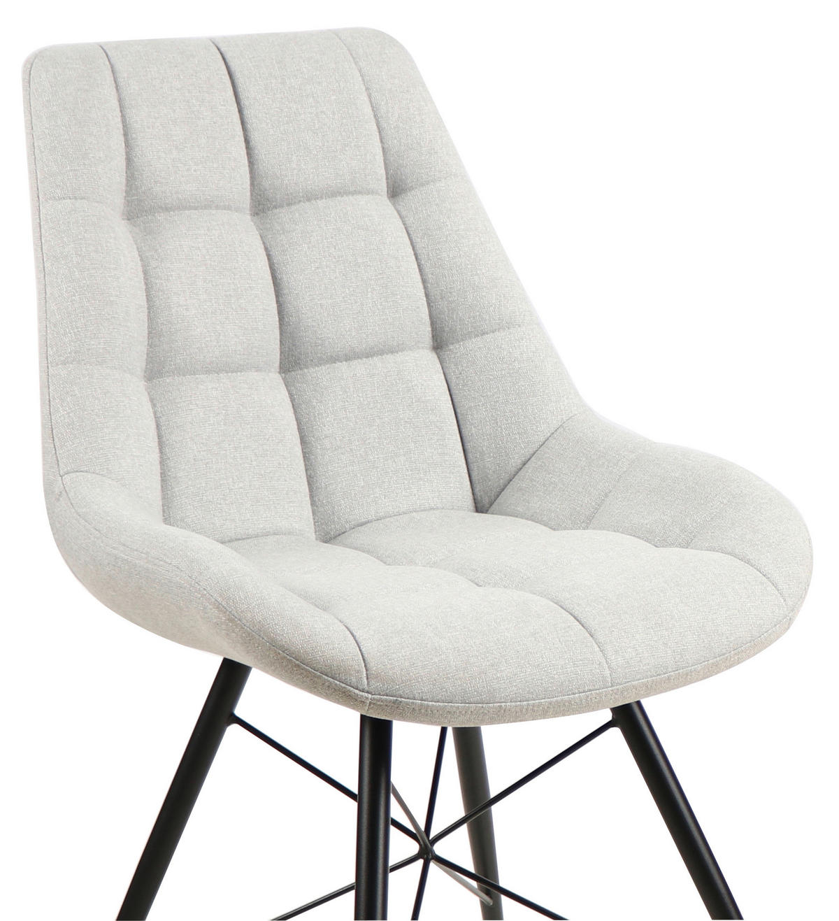 STUHL Leinenoptik Schwarz, Hellgrau  - Hellgrau/Schwarz, Design, Textil/Metall (51/86/61cm) - Xora