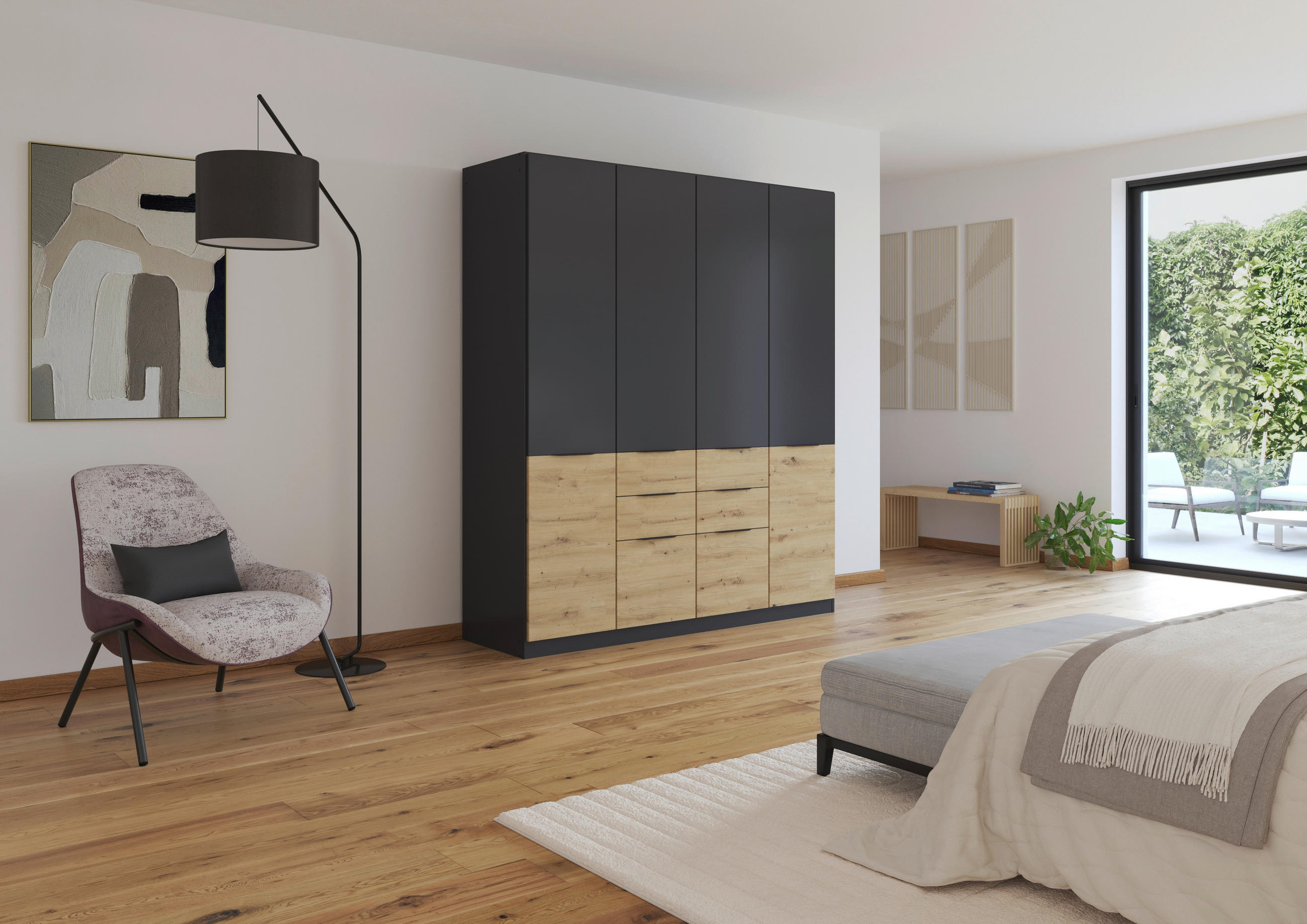 KLEIDERSCHRANK 181/210/54 cm 4-türig Eiche Artisan, Grau  - Eiche Artisan/Grau, KONVENTIONELL, Holzwerkstoff/Kunststoff (181/210/54cm) - James Wood