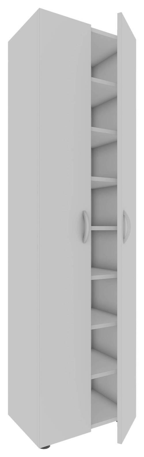 SCHUHSCHRANK 49/173/30 cm  - Weiss/Alufarben, Modern, Holzwerkstoff/Kunststoff (49/173/30cm) - MID.YOU