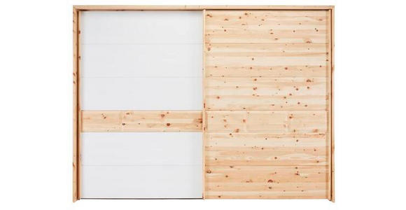 SCHWEBETÜRENSCHRANK in Weiß, Zirbelkieferfarben - Zirbelkieferfarben/Weiß, Natur, Glas/Holz (250/225/65cm) - Valnatura