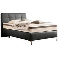 BOXSPRINGBETT 140/200 cm  in Schwarz  - Chromfarben/Schwarz, Basics, Leder/Holz (140/200cm) - Novel