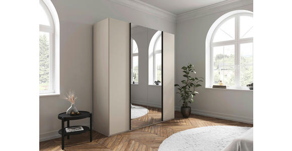 DREHTÜRENSCHRANK 201/223/61 cm,  in Champagner, 4-türig  - Champagner/Graphitfarben, Basics, Glas/Holzwerkstoff (201/223/61cm) - Novel