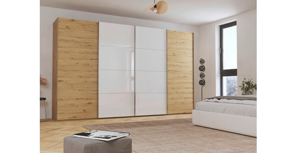 SCHWEBETÜRENSCHRANK 361/223/68 cm 4-türig  - Chromfarben, KONVENTIONELL, Glas/Holzwerkstoff (361/223/68cm) - Novel
