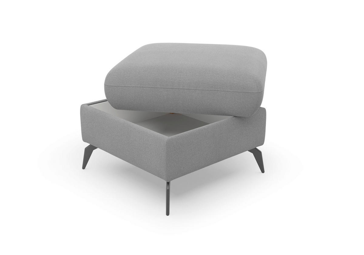 HOCKER Flachgewebe Grau  - Schwarz/Grau, KONVENTIONELL, Textil/Metall (58/50/58cm) - Sit & More