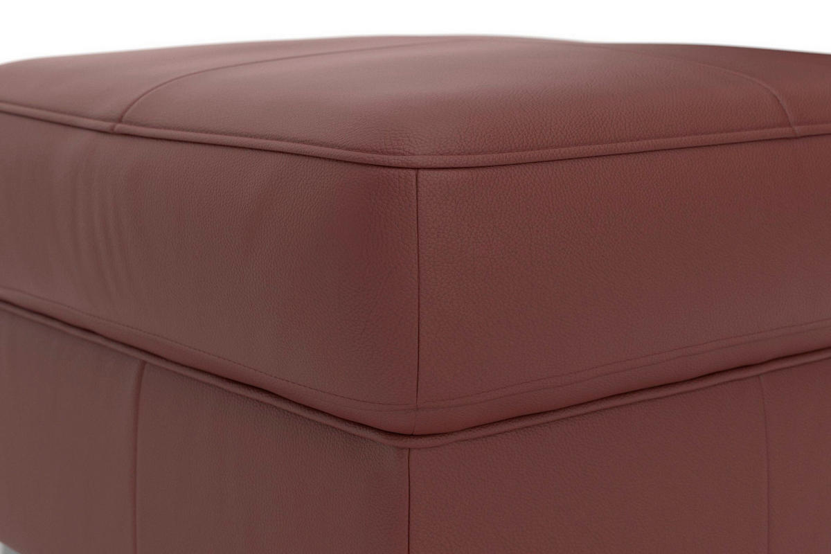 HOCKER ARNGAST E Echtleder Rotbraun  - Chromfarben/Rotbraun, Basics, Leder/Metall (58/48/58cm) - Sit & More
