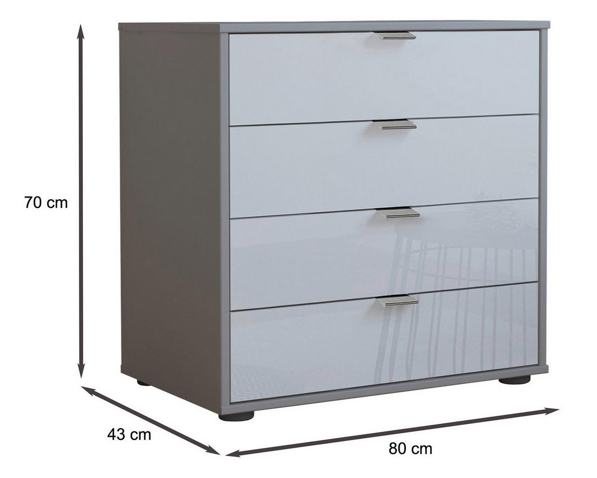 KOMMODE  in 80/70/43 cm  - Chromfarben/Schwarz, KONVENTIONELL, Glas/Holzwerkstoff (80/70/43cm) - Dieter Knoll
