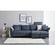 ECKSOFA in Chenille Blau  - Blau/Schwarz, KONVENTIONELL, Textil/Metall (291/153cm) - Hom`in