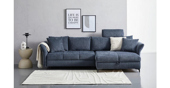 ECKSOFA in Chenille Blau  - Blau/Schwarz, KONVENTIONELL, Textil/Metall (291/153cm) - Hom`in