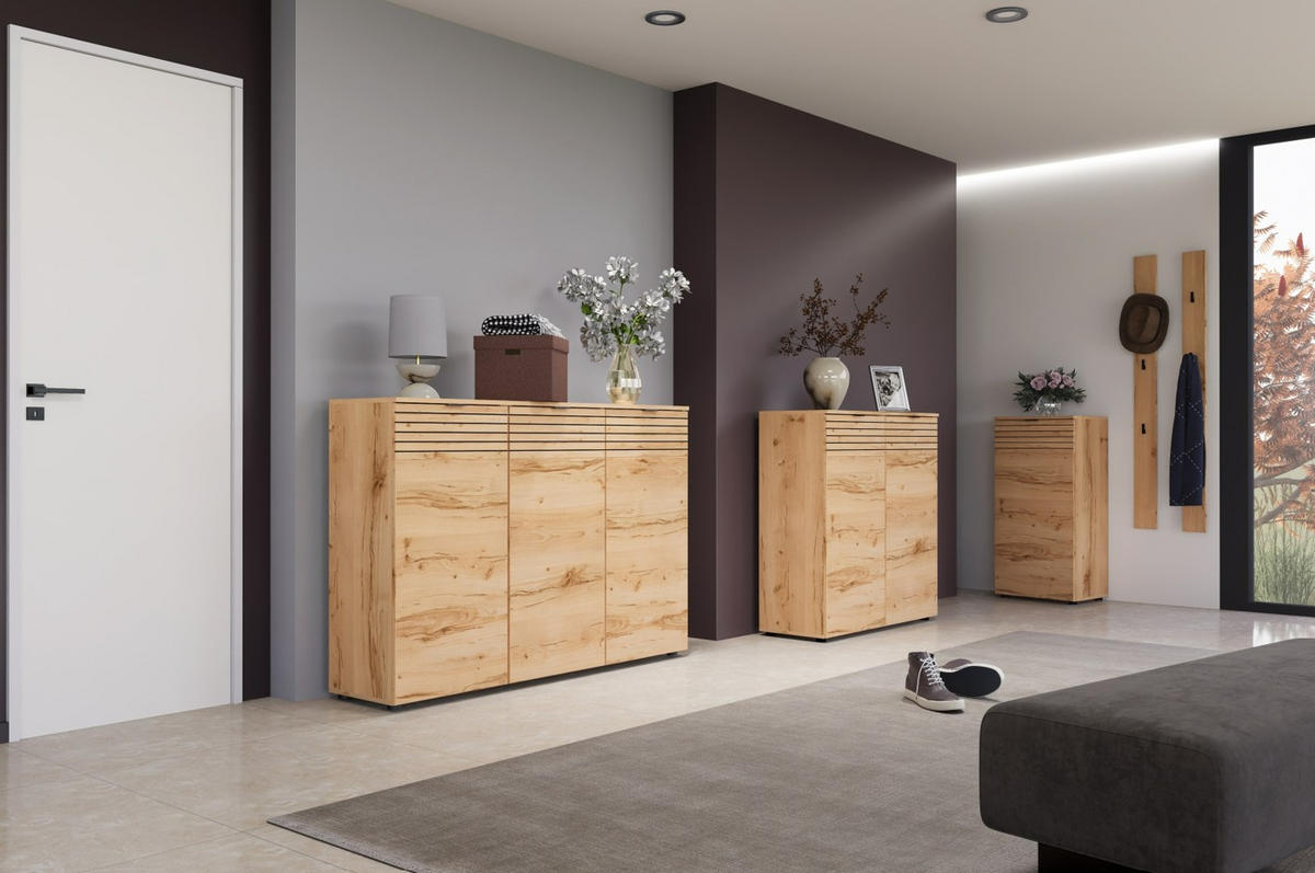 SCHUHSCHRANK Buchefarben  - Buchefarben/Schwarz, Design, Holzwerkstoff/Metall (50/103/38cm) - MID.YOU