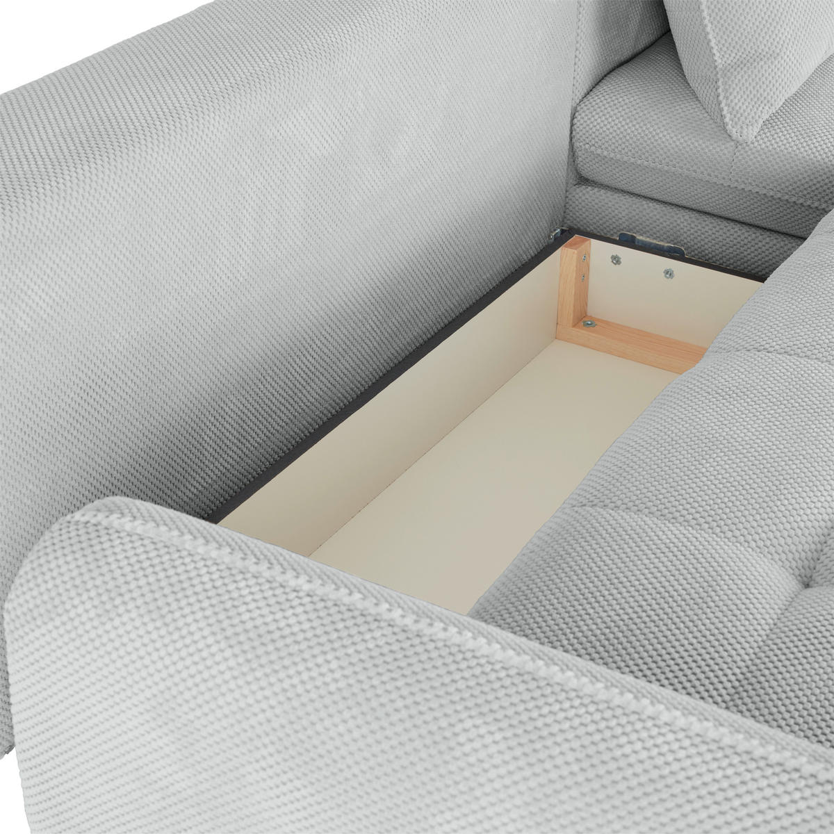 ECKSOFA WAVE Silberfarben Struktur  - Beige/Silberfarben, MODERN, Textil/Metall (266/189cm) - MID.YOU