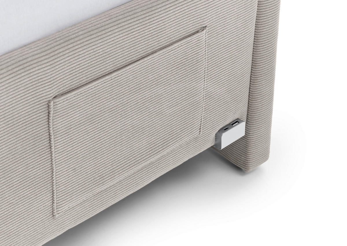 POLSTERLIEGE in Cord Beige  - Eichefarben/Birkefarben, Konventionell, Holz/Textil (120/200cm) - Stylife