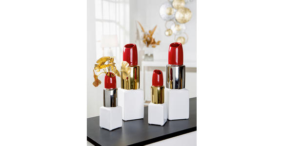 DEKOVASE  - Rot/Silberfarben, Trend, Keramik (6/20/6cm) - Ambia Home