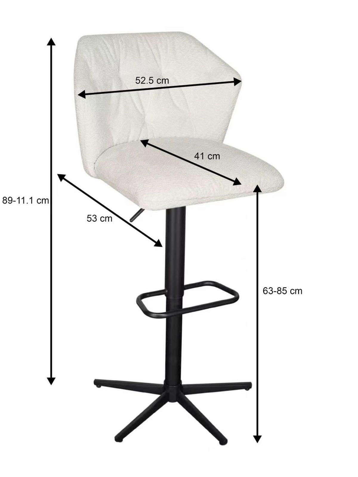 BARSKI STOL, siva, črna  - siva/črna, Design, kovina/tekstil (52,5/89-111/53cm) - Stylife