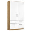 DREHTÜRENSCHRANK 91/197/54 cm 2-türig Eiche Artisan, Weiß Hochglanz  - Chromfarben/Weiß Hochglanz, MODERN, Holzwerkstoff/Kunststoff (91/197/54cm) - Rauch Möbel