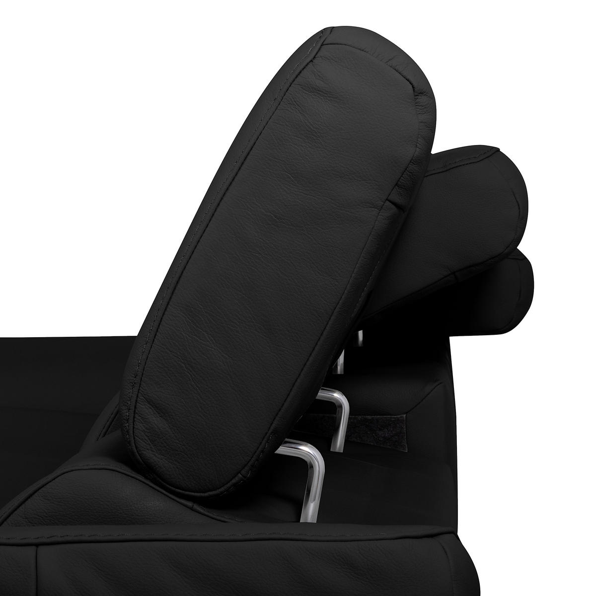 ECKSOFA SONO Schwarz Echtleder Lederlook Bettkasten, Armteilverstellung, Kopfteilverstellung  - Chromfarben/Schwarz, Design, Leder/Textil (252/179cm) - Livetastic