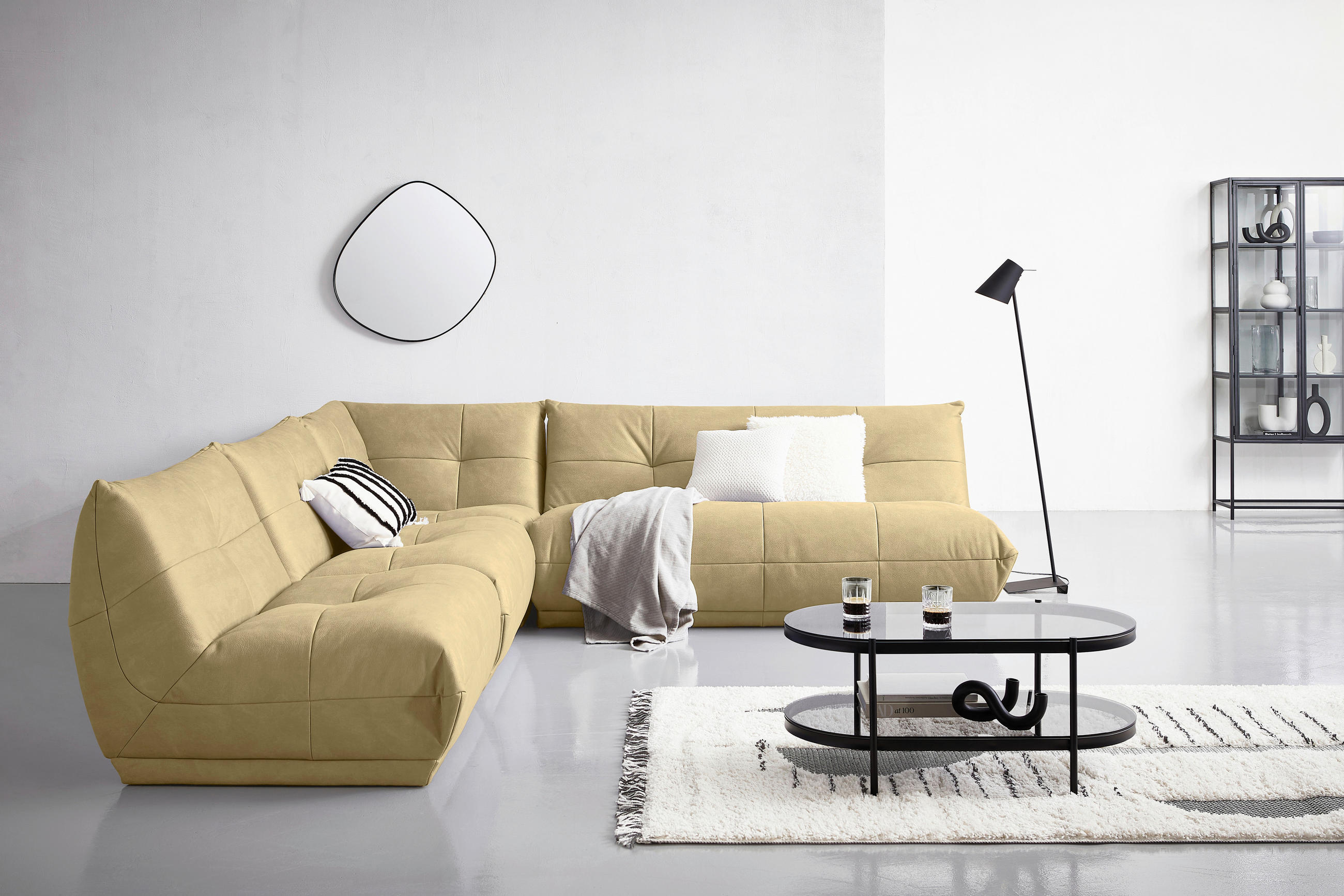 SOFAELEMENT in Lederlook Beige  - Beige, Trend, Textil (180/80/112cm) - Livetastic