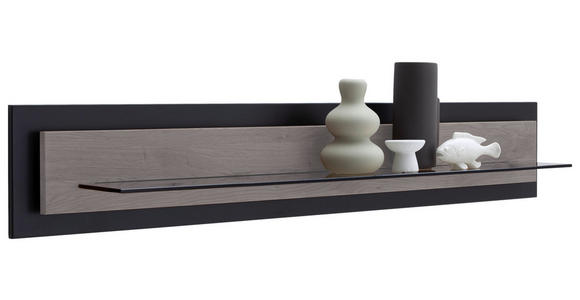 WANDBOARD 150/26/23 cm - Eichefarben/Schwarz, Design, Glas/Holz (150/26/23cm) - Novel