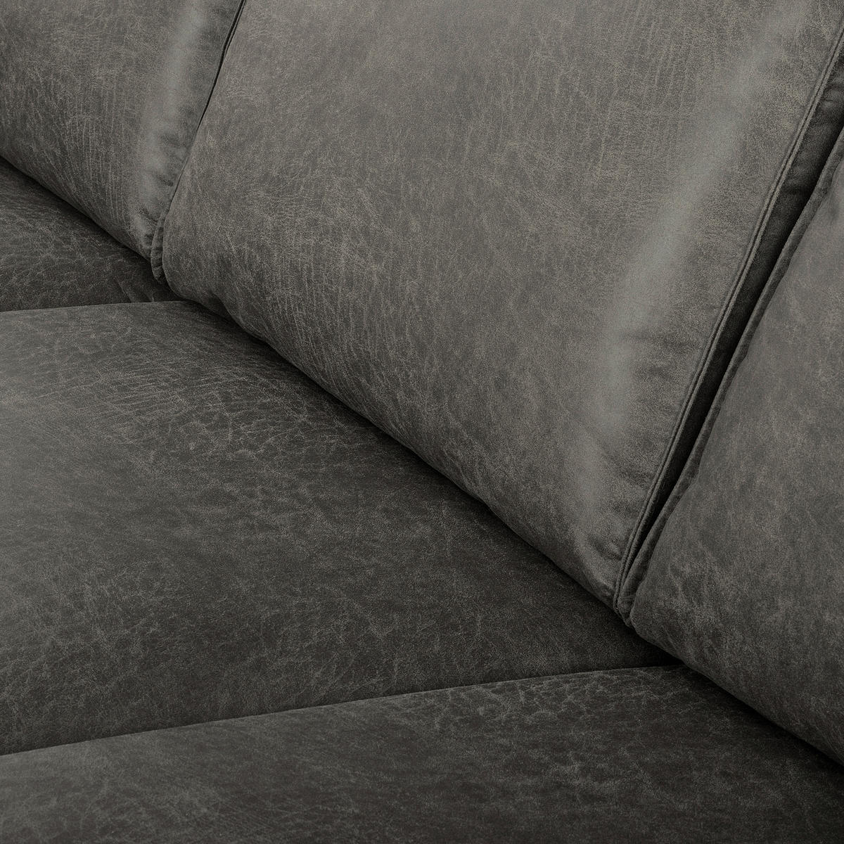 ECKSOFA Dunkelgrau Echtleder Lederlook Rücken echt  - Dunkelgrau, Design, Leder/Textil (166/238cm) - Livetastic