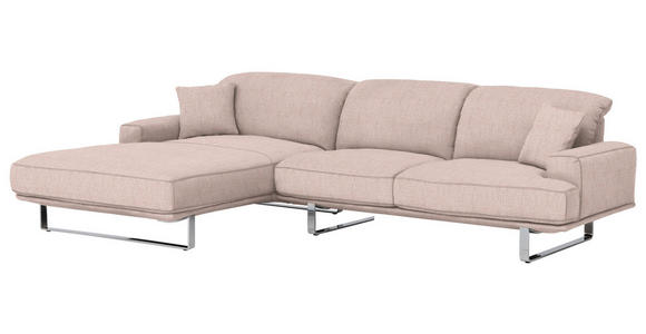 ECKSOFA Rosa Webstoff  - Rosa, Design, Textil/Metall (184/304cm) - Dieter Knoll