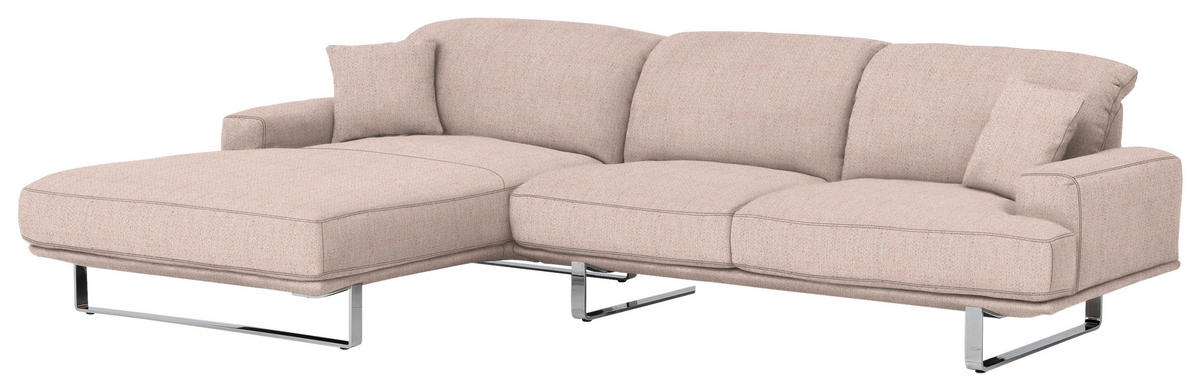 ECKSOFA in Webstoff Rosa  184/304 cm  - Rosa, Design, Textil/Metall (184/304cm) - Dieter Knoll