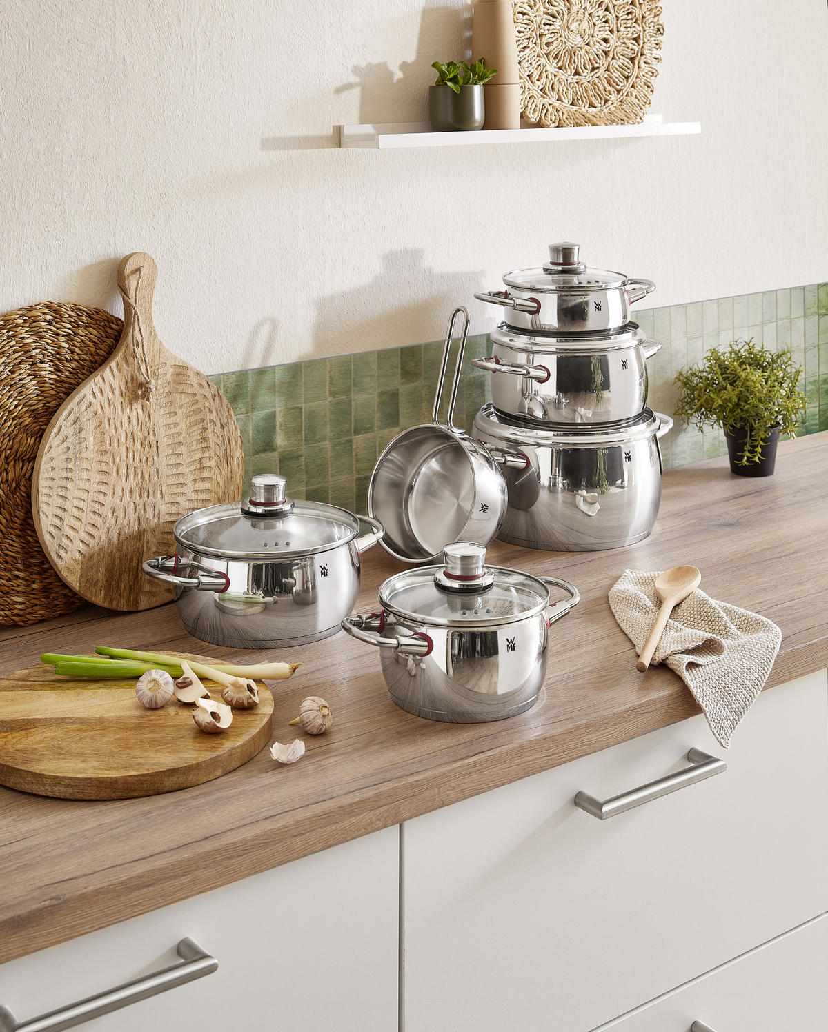 KOCHTOPFSET Quality One 6-teilig  - Silberfarben, Basics, Glas/Metall (53,2/31/28,5cm) - WMF