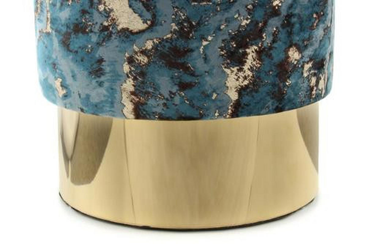 HOCKER Samt Dunkelblau  - Goldfarben/Dunkelblau, Design, Textil/Metall (35/46/35cm) - Kayoom