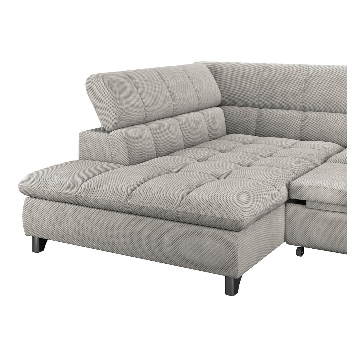 ECKSOFA Beige Chenille  - Chromfarben/Beige, KONVENTIONELL, Textil/Metall (234/312cm) - Livetastic