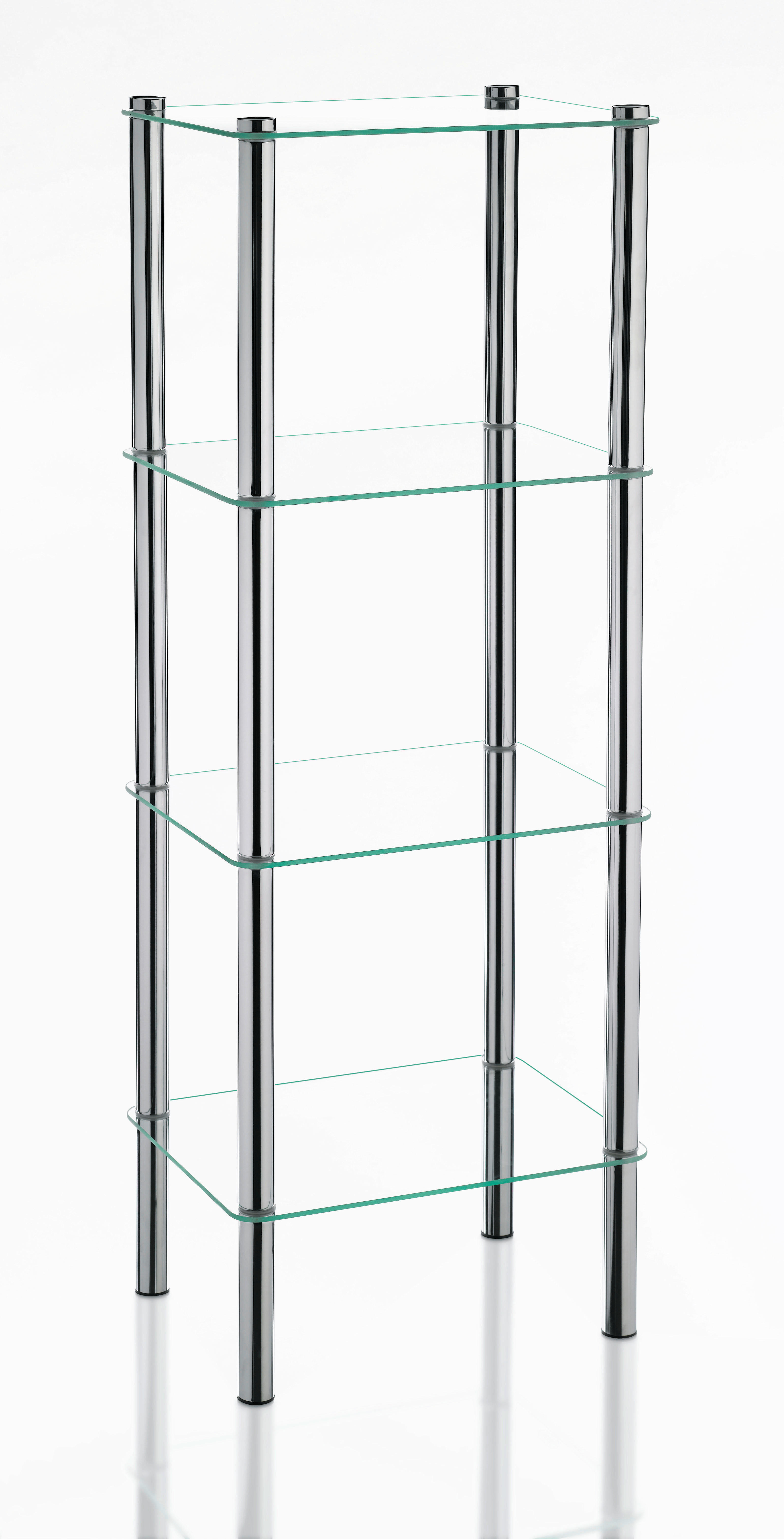 BADEZIMMERREGAL 40/107/30 cm  - Silberfarben, Basics, Glas/Metall (40/107/30cm) - Kela
