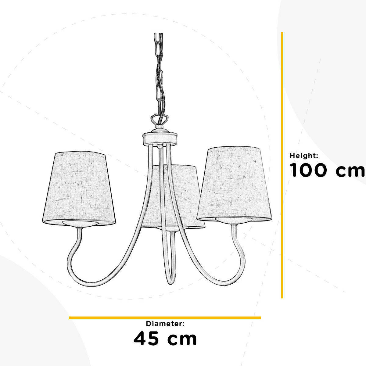 KRONLEUCHTER 45/100 cm   - Weiß, KONVENTIONELL, Textil/Metall (45/100cm)
