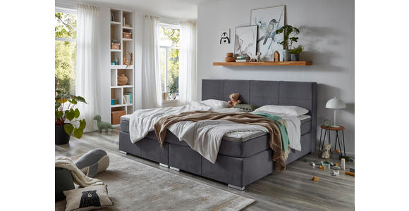 BOXSPRINGBETT 240/200 cm in Grau - Chromfarben/Grau, KONVENTIONELL, Holz/Holzwerkstoff (240/200cm) - Carryhome