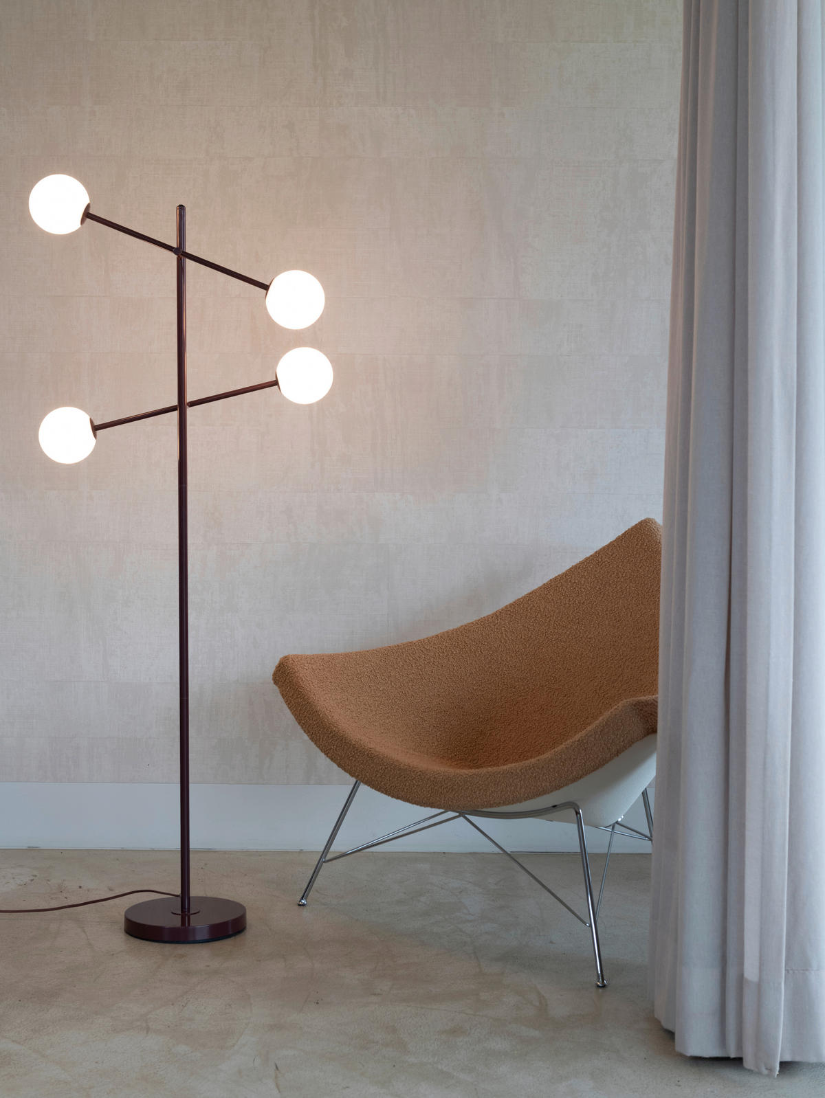 STEHLEUCHTE 47,5/63,5/165 cm    - Bordeaux/Weiß, Design, Glas/Metall (47,5/63,5/165cm) - It's about Romi